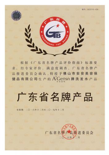 2016-2019ng电子游戏金纯获“广东省名牌产品”称呼